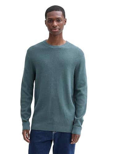 TOM TAILOR Herren Basic Strickpullover aus Baumwolle, 36293 - Bright Stone Grey Melange, im Sale